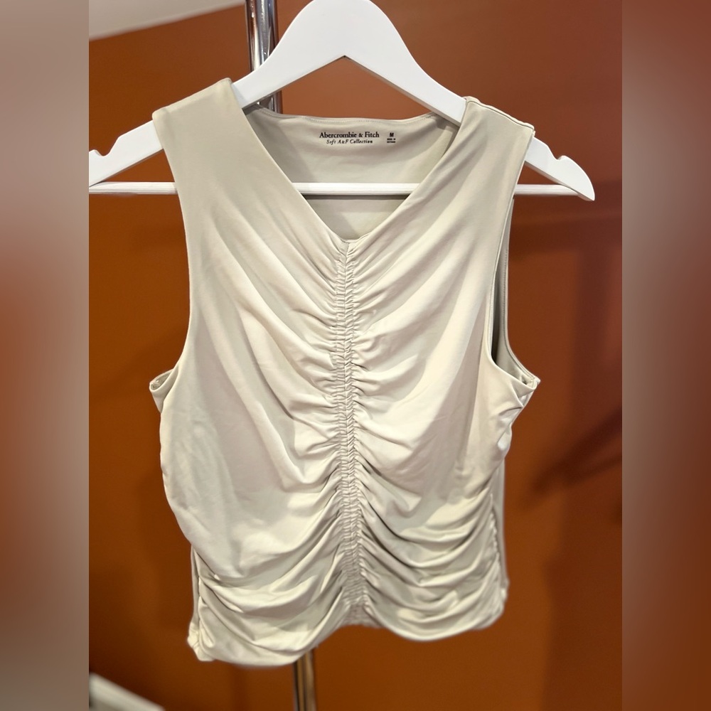 Abercrombie & Fitch Cream Ruched Tank Top